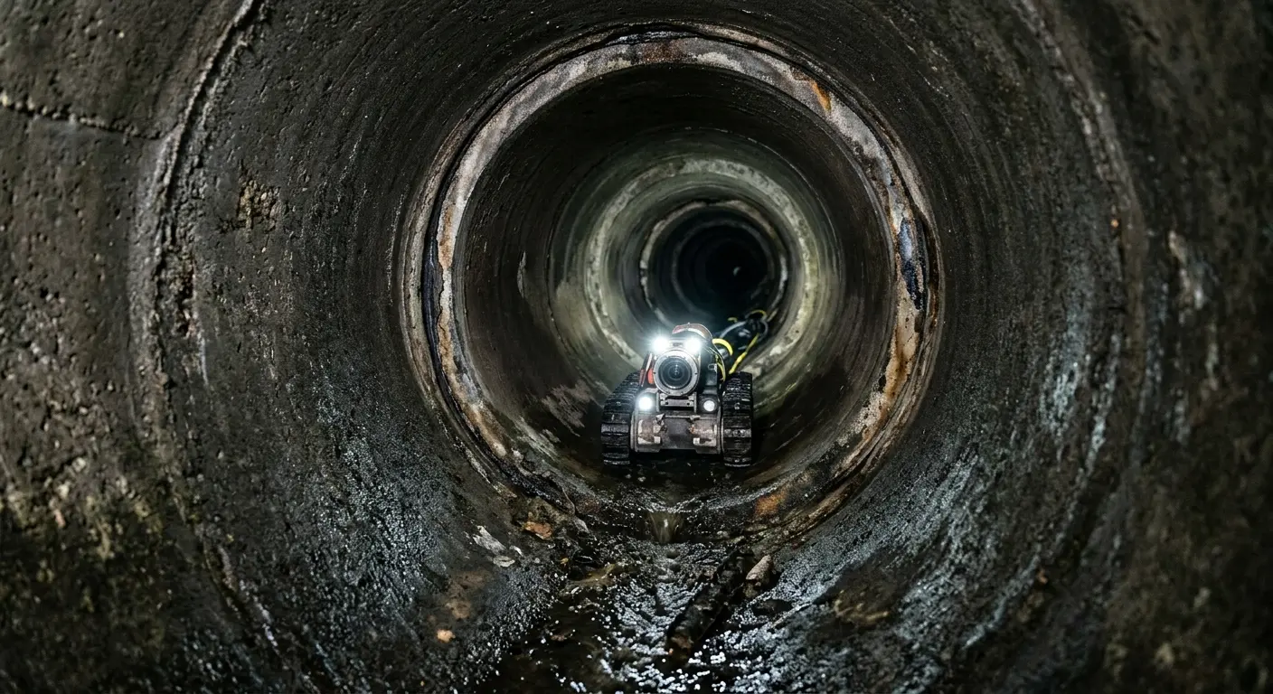 Robotic sewer camera inspecting pipe interior for Sewer Line Repair in New Port Richey East